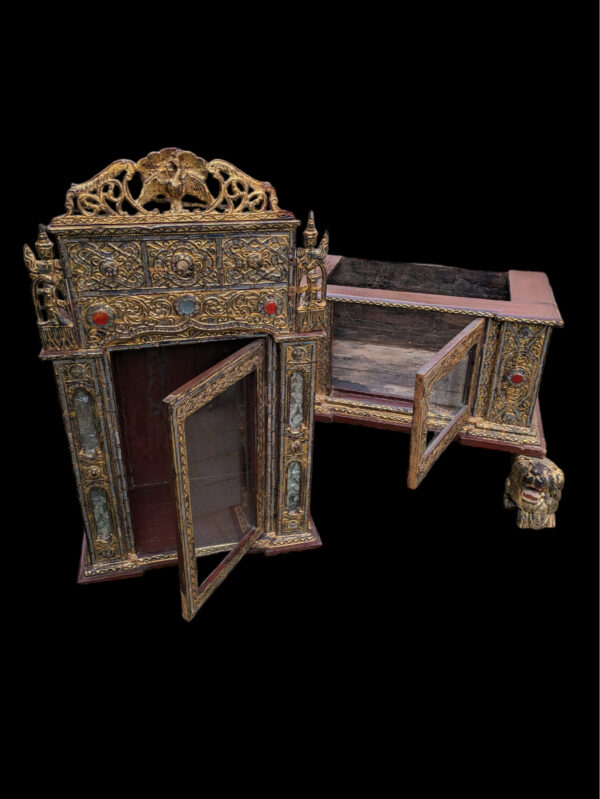 Antique wooden Burmese Buddha temple 19th century - Image 3