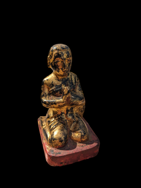 Antique kneeling monk. Burma 19th century